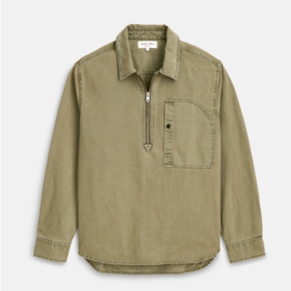 BNWT Alex Mill Walker Popover in Faded Olive Herringbone Ryder XS men